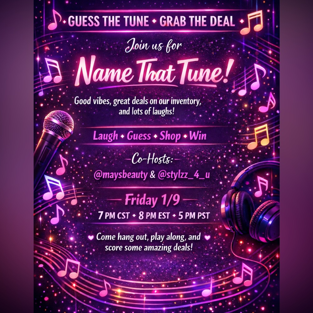 Name that Tune! 🎶🎤 1/9/26 Co-host live Show @ 8pm EST